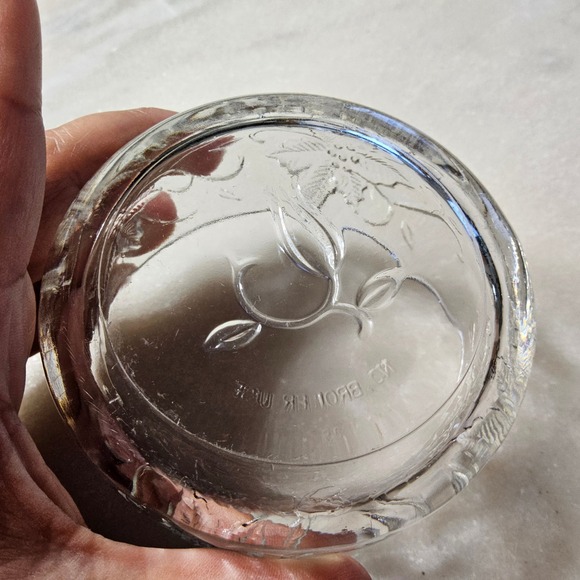 Princess House Clear Glass Bowl, Floral Embossed Design Candle Holder Candy Dish - Picture 3 of 8